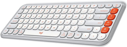 Logitech POP ICON Keys Wireless Bluetooth Keyboard, Comfortable Typing, Programmable Keys, Easy-Switch Between up to 3 Devices, for Laptop, Tablet, PC – Off White and Orange