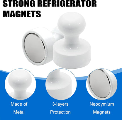 LOVIMAG 20 PCS Refrigerator Magnets, White Fridge Magnets Strong Magnet for Whiteboard, Small Neodymium Magnet Ideal for Push Pin, Office, Classroom, Map
