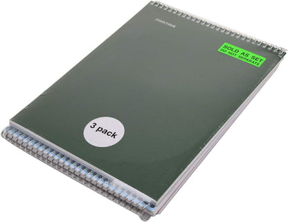 Mintra Office TOP BOUND Durable Spiral Notebooks (Arctic Ice, Chili Oil, Green Olive, College Ruled 3pk)
