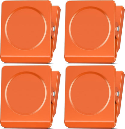 FINDMAG Extra Strong Magnetic Clips, 2.2inch Magnetic Binder Clips Heavy Duty, Large Clips with Magnet for Refrigerator, Office, Hanging Photos, Classroom (4Pack, Orange)