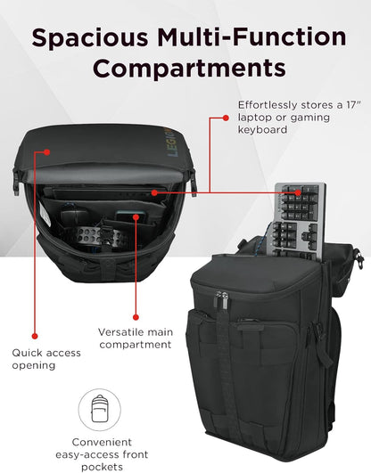 Lenovo Legion Active 17-inch Gaming Backpack - Black - Laptop Compartment - Durable & Water Resistant - Water Bottle Pocket