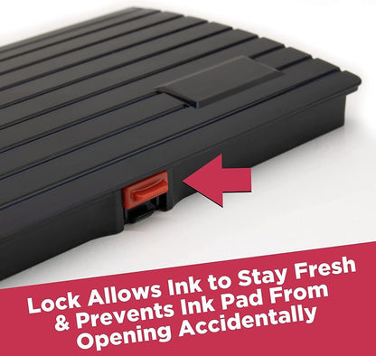 Large Premium Red Ink Stamp Pad - 5" by 7" - Quality Felt Pad - Case with Closing snap