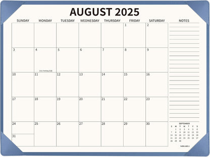 Desk Calendar 2025-2026 Large 22x17, July 2025-December 2026, 18 Months Big Desk Pad Calendar with Desktop Mat and Plastic Cover for Home Office School Planning, Blue