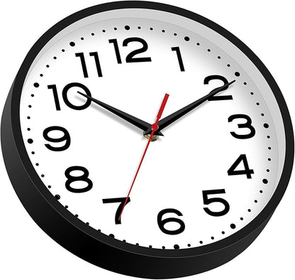 Wall Clock 18 Inch Silent Non-Ticking Modern Clock Battery Operated Classic Simple Minimalist Analog Decorative for Kitchen, Living Room,Office, Bedroom, Bathroom (Black)