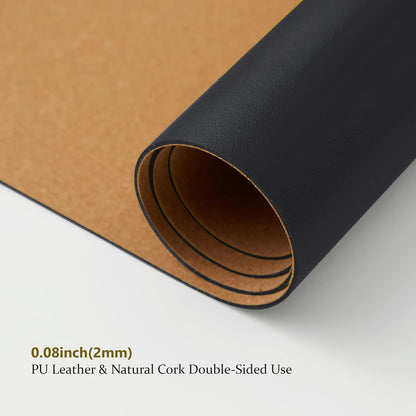 Cork Desk Mat - Dual-Sided Desk Pad for Office and Home - Desk Organization and Accessories - Ideal for Large Mouse Pad and Desk Mats on Top of Desks(Black,27.6"x 13.8")
