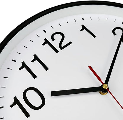 Plumeet Extra Large Wall Clock - 16" Non Ticking Silent Quartz Black Wall Clocks - Simple Design Wall Clocks for Living Room Decor, Battery Operated, White