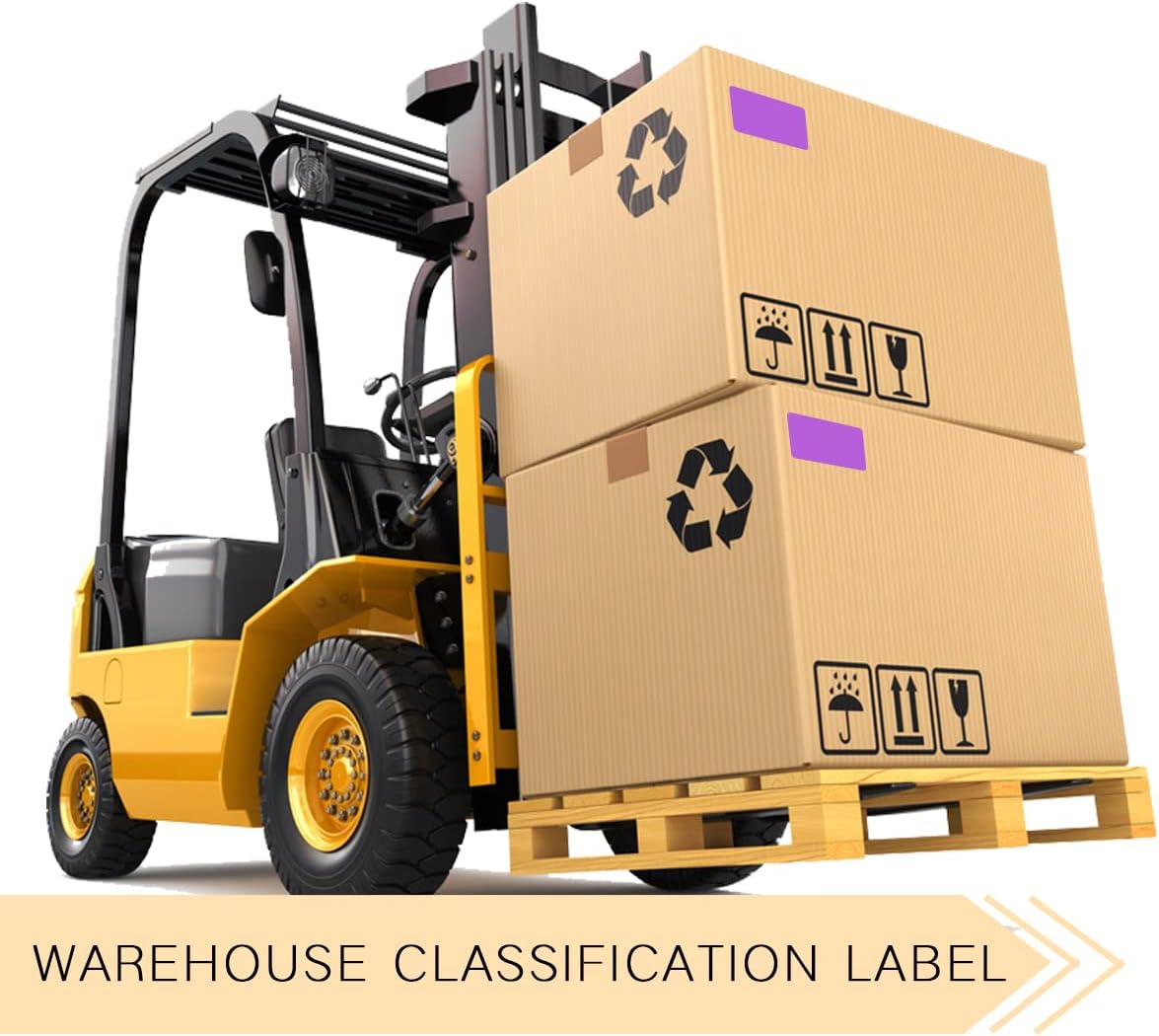 PARLAIM 5 X 3 inch Rectangle Inventory Labels Color Coding Stickers, 250PCS Permanent Stickers for Warehouse Moving Box Square Label (Purple)