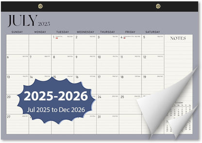 Desk Calendar 2025-2026, Monthly Desktop Large Calendar (July 2025 - December 2026) 17" x 12" Desk Wall Planner for Family Office Teacher School, Blue