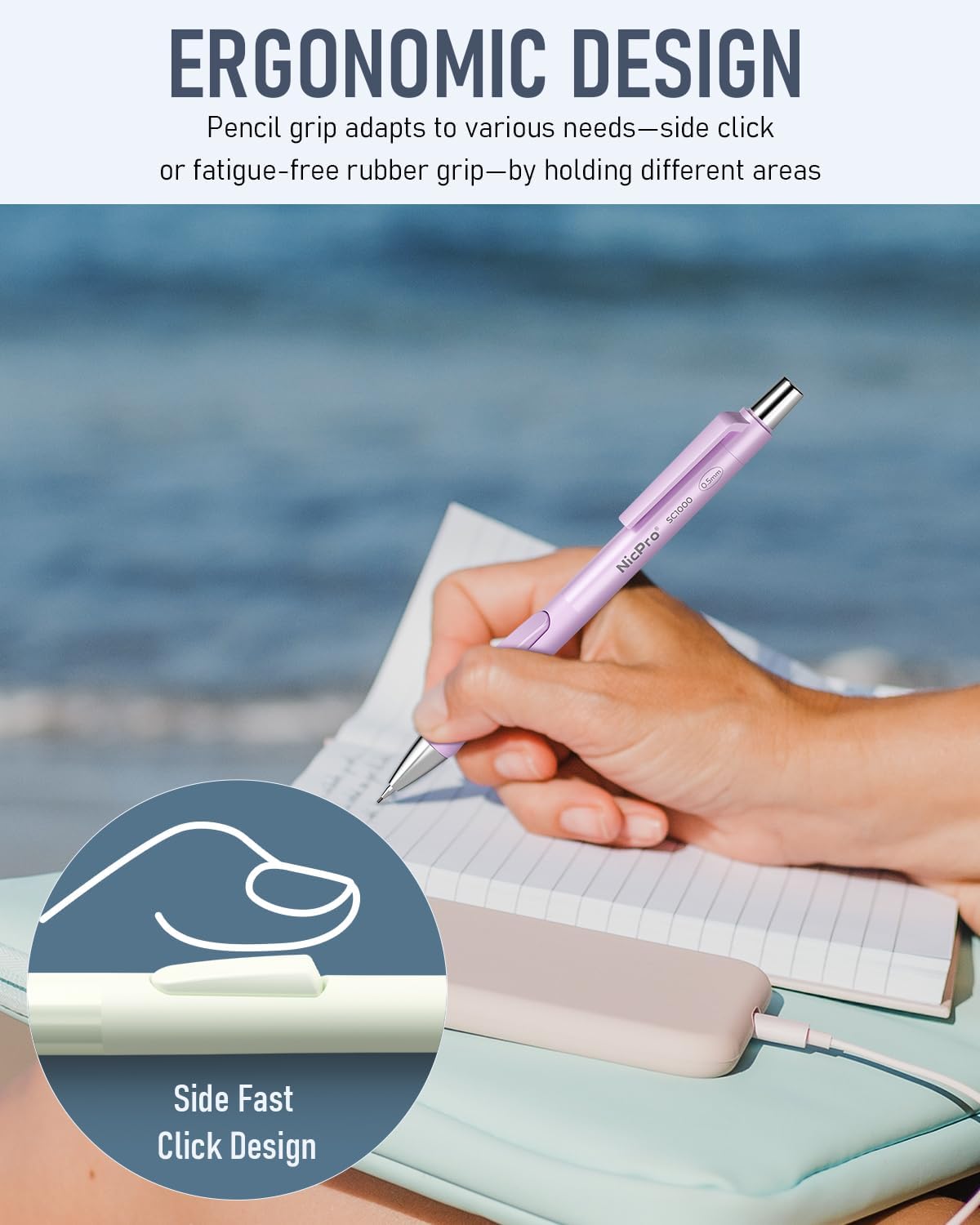 Nicpro 8 Pack Pastel Mechanical Pencil 0.5mm, Cute Fast Click Mechanical Pencils Set with 480PCS HB Lead Refills, 3 Erasers with Case, Aesthetic School Supplies for Writing Drawing Sketching