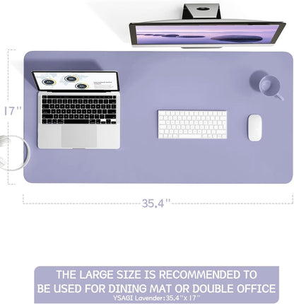 YSAGi Non-Slip Leather Desk Pad L Size, Waterproof Laptop Computer Desk Keyboard Mat, Table Protector Blotter Mat, Large Mouse Pad for Office/Work/Home/Decor(Lavender, 35.4" x 17")