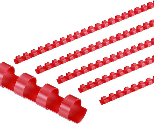 PATIKIL 12mm (1/2") Plastic Binding Combs, 100 Pcs 21 Rings Comb Binding Spines 90 Sheet Capacity Letter Size for Binding Paper Sheets, Red
