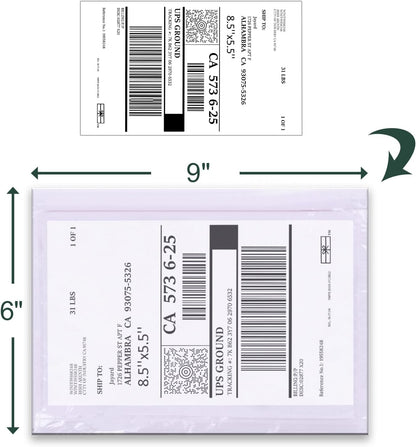 Packing List Pouches 4.5'' X 5.5'', Shipping Label Sleeves, Packing Slip Envelopes, Clear Adhesive Top Loading Packing List (6"" X 9"")