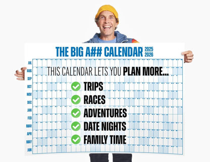 The Big A## Calendar Mid-Year Wall Planner – July to June Dry-Erase – Includes 1 Marker & 100 Labels – Lightweight, Easy to Hang Yearly Planner – Plan Goals & Adventures – Neutral, 4’x3’