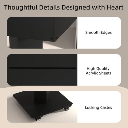 MOOFI Acrylic Suggestion Box with Lock and Key for Office, Home, Event Donation with Stand for Charity Church Collection Offering/Raffle Ballot Box with Sign Holder Display Stand (StandardBox)