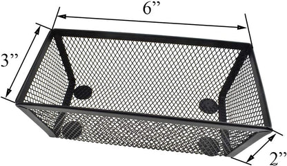 HAHIYO Stackable Mesh Tray Cup 6 x 3 x 2 inches Sturdy Container for Desk Drawer Organizer Collection for Home Office School kitchen Soft Foam Feet No Sharp Edges 2 Pack Black