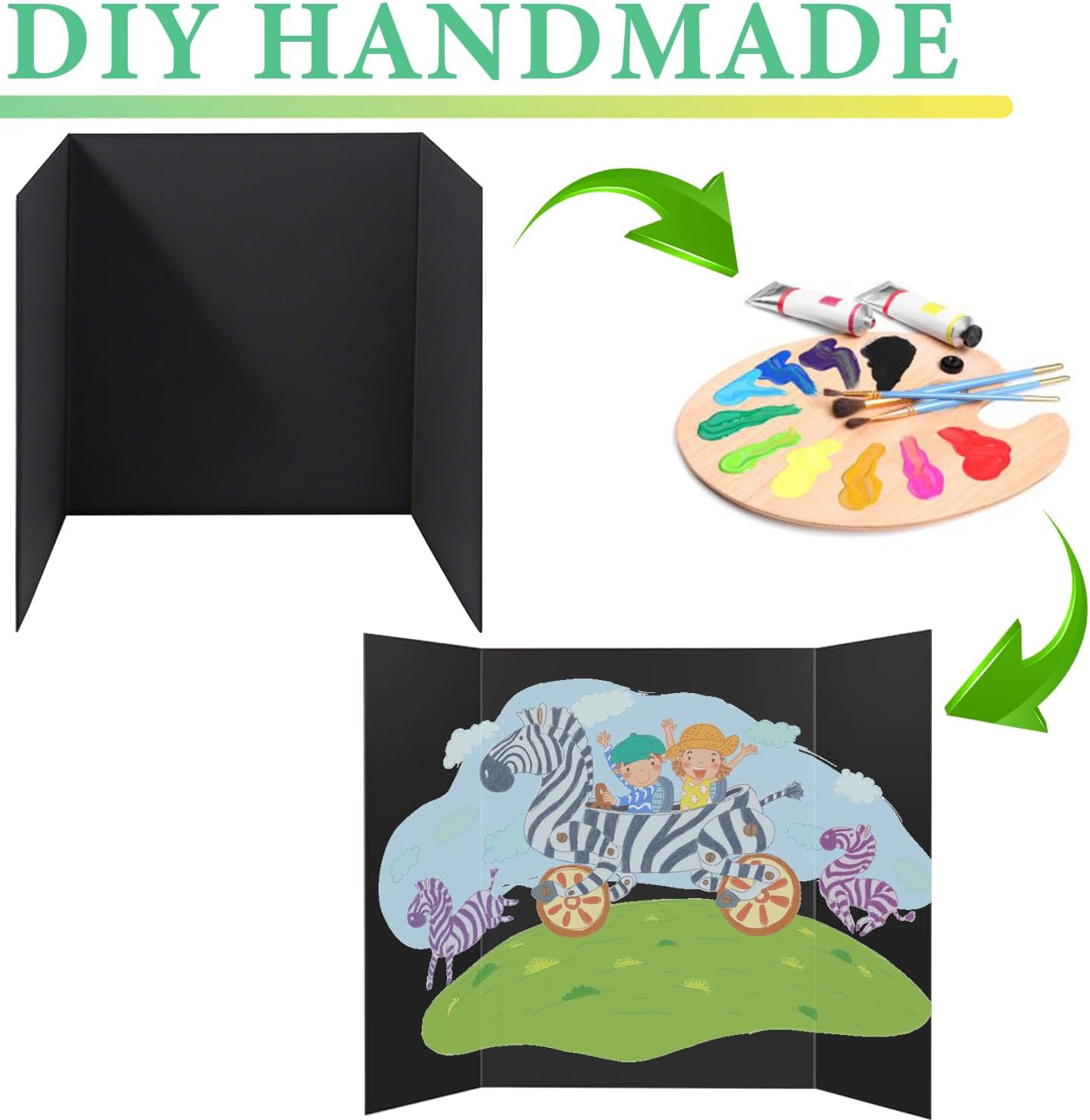 3-Pack Black Trifold Display Boards, 24 x 16 Inches Tri-Fold Corrugated Presentation Boards for Classroom Projects, Science Fairs, Business Events, and Exhibits