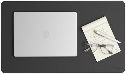 Smead Desk Pad, Vegan Leather Desk Mat with Non-Slip Faux Suede Backing, Perfect Desk Organizer for Office Decor, 23.6” x 13.7” Small, Charcoal (64838)