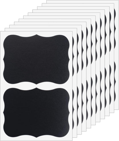 ONUPGO 20 Pack Chalkboard Labels, 4" x 3" Reusable Blackboard Stickers, Waterproof Chalkboard Sticker for Jars, Parties Decoration, Craft Rooms, Weddings, Storage, Organize Your Home & Kitchen