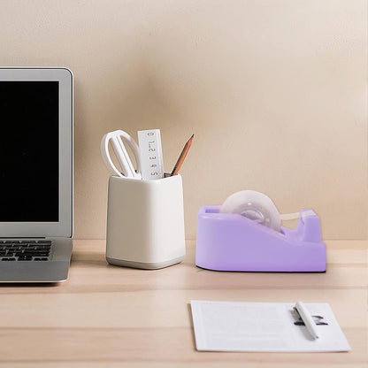 1Pcs Desktop Tape Dispenser Adhesive Roll Holder with Weighted Nonskid Base, Purple (Tape not Included)