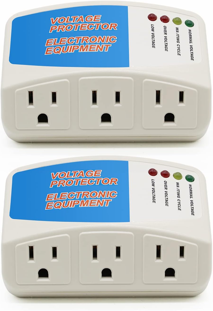 BSEED Surge Protector Power Strip Home Appliance, 3 Outlet Power Surge Protector, Voltage Protector Brownout Surge Refrigerator 1875 Watts, 120V, 15A, 2 Pack