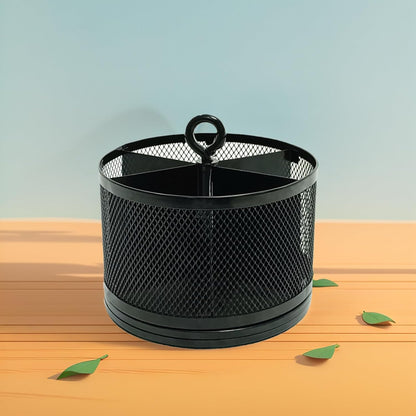 SETTFRFE Rotating Pen Holder for Desk,Supplies Organizer pencil Caddy,6 Compartments Desk Organizer,Black (Metal Mesh Style)