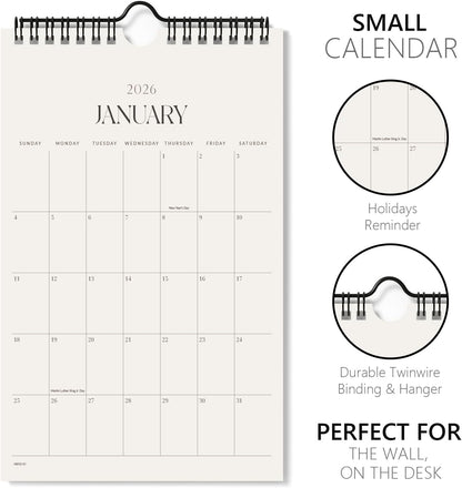 Jotsome Small Calendar 2025-2026, Monthly Mini Calendar From Now to December 2026 Small 6x9 inch for Home and Office, Easy Planning