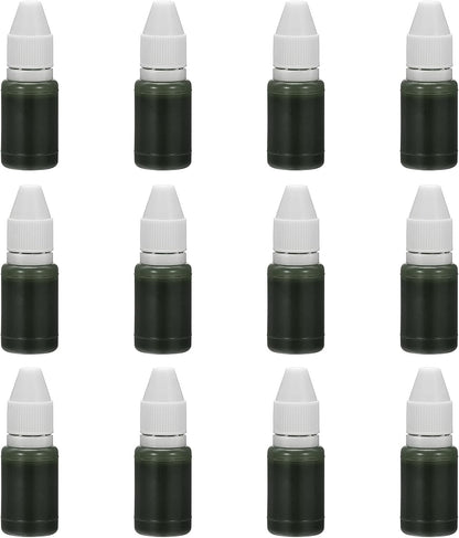 PATIKIL 0.33oz Refill Ink for Stamps and Ink Pads, 12Pcs 10ml Stamp Pad Ink Refill for Office Stamp Self Inking Stamp Date Stamp Scrapbooking, Green