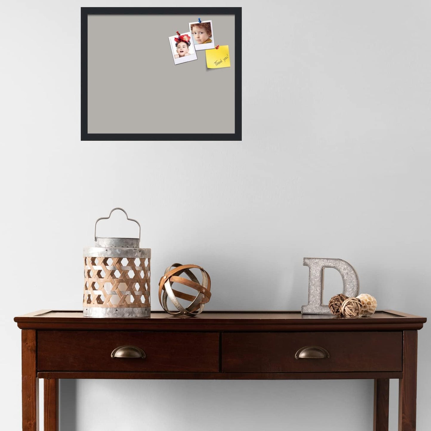 PinPix 21x17 Inch Cork Bulletin Board. This Decorative Framed Pin Board Comes with Dark Stone Design and a Satin Black Frame. Ideal for Home Office Decor or Message Board (PinPix-1808)