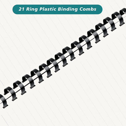150 Pack Plastic Binding Combs, 21 Ring Binding Combs Letter Size Plastic Spiral Binding for Notebook Calendars Picture Album - Multi Sizes 1/4 5/16 3/8 1/2 5/8 3/4 in