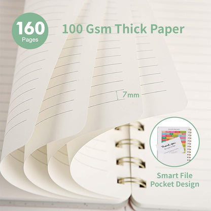 Lined Spiral Notebook College Ruled A5 Journal Book for Note Taking, 160 Pages Writing Journal for Office and Home School Supplies 5.75x8.125 inch (1MintGreen)