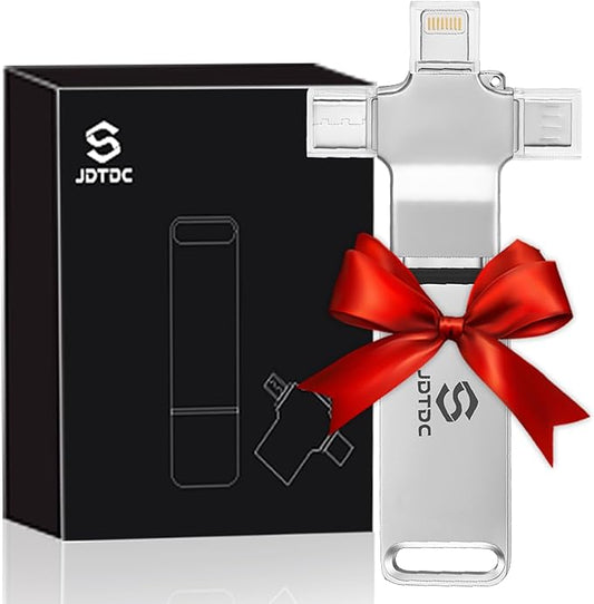 Multiport-Photo-Stick-Flash-Drive 128GB Fully Automatic Backup for iPhone iPad Android PC Mac - Smart Detection & Organization - Secure Photo Backup & Transfer Device Memory-Stick-Backup-Thumb-Drive