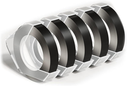 Oozmas Embossing Tape 1/2 Inch Replacement for Dymo Embossed Label Tape 1/2 Inch 12mm 3D Plastic Emboss Labels White Print on Black Compatible with DM1595 Organizer Xpress Pro, 5 Pack