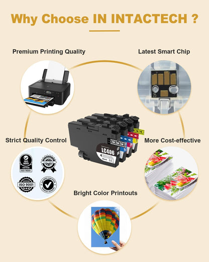 LC406 Ink Cartridges Compatible with Brother MFC-J4335DW MFC-J4535DW MFC-J5855DW MFC-J6555DW (LC406BK, LC406C, LC406M, LC406Y, 4-Pack)