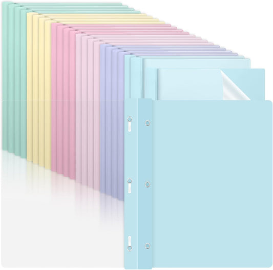 24 PCS Pastel Plastic Report Covers with 3 Prongs Clear Front Presentation Folders 3 Prong Folders for Resume Portfolio Document Report Letter Proposal School Classroom Office Supplies (Pastel)