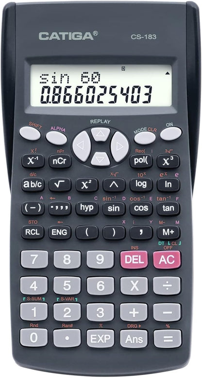 Scientific Calculator 2 Line - for Math (Algebra and Trigonometry), Science, Statistics, Engineering, Physics, Business Class, Over 200 Functions, with Memory and Replay Function