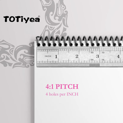 TOTiyea 50 Pack Plastic Binding Coils, 215 Sheet Capacity, 25mm (1") Binding Spirals, 4:1 Pitch, Black