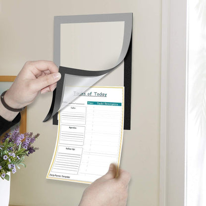 Document Sign Holder Pockets with Adhesive Back, Plastic Poster Picture Notice Display Frame for Window/Door/Wall/Cabinet, 8.5 x 11.6 Inches, Silver, 30 Pack