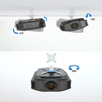 Low Profile Projector Ceiling Mount Universal, 22 lbs Max Weight, 360° Rotation 30° Tilt | Universal Projector Bracket 3.3" High, Suspended Drop Ceiling Mount Kit for Home & Office Projectors(White)