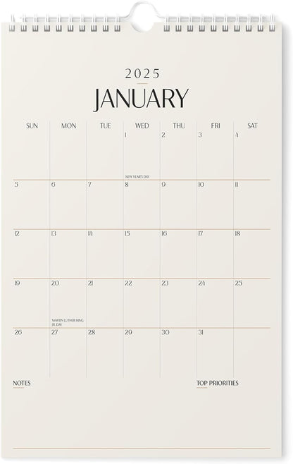 Karto Wall Calendar 2025 - Vertical 11x17 inch Runs Until June 2026 - Boost Your Productivity and Easy Planning with the Aesthetic Monthly Calendar - Beige