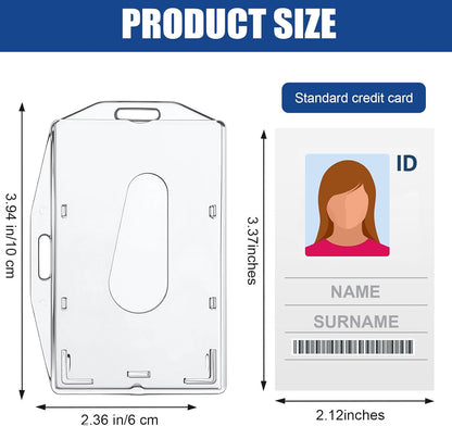 Marspark 25 Pcs 2 ID Badge Holder Heavy Duty Plastic ID Card Holder Transparent Protector Clear Badge Protector Cover Sleeve Protective Cover with Thumb Slot for Credit Card (Vertical and Horizontal)
