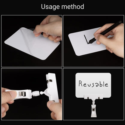 Display Clips, 10 Pack Double Head Rotating Reuse Food Sign Holder, Mini Plastic Chalkboard for Business, Party, Office, Exhibition (White)