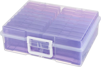 novelinks Photos Organizer - 4" x 6" Photo Storage Box with Handle - 16 Inner Cases - Purple Gradient