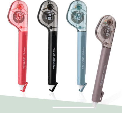 Temiary 4 Pcs White Correction Tape Pens, 6M/256" x 0.2" Smooth Pull Out Tape Pen, Easy to Use Applicator for Instant Corrections Back to School Office Supplies (Multicolor)