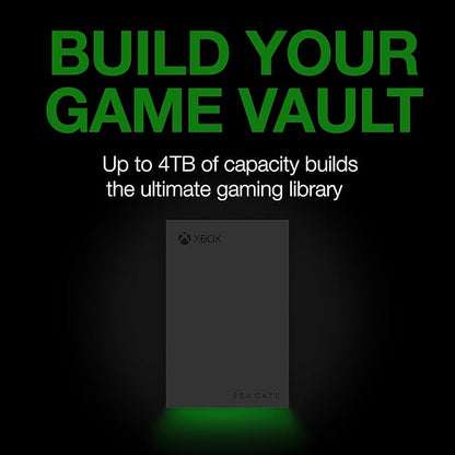 Seagate Game Drive for Xbox 4TB External Hard Drive Portable HDD - USB 3.2 Gen 1, Black with built-in green LED bar , Xbox Certified, 3 year Rescue Services (STKX4000402)
