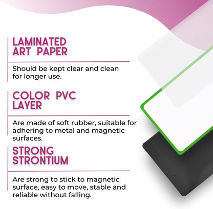 Availey 32 Pieces (3 x 5") - Colored Border Magnetic Dry Erase Labels - Reusable Strips for Classroom Home Office Garage Refrigerator Blank Writable Erasable Cards Name Tags Students Locker Shelf