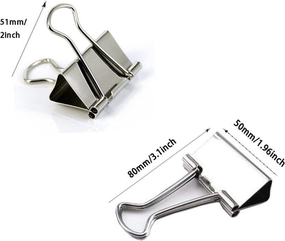 Extra Large Binder Clips 2 Inch (40 Pack), Big Paper Clamps for Office and Home Supplies, Silver