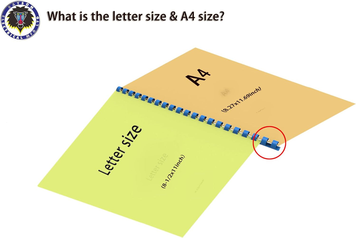 Rayson CR-8-100-M Plastic Binding Combs 5/16in. 21-Ring, 40-Sheet Capacity, Colorful Comb Binding Spines, Max. Binding A4 Size Paper (8.3"×11.7"), Box of 100