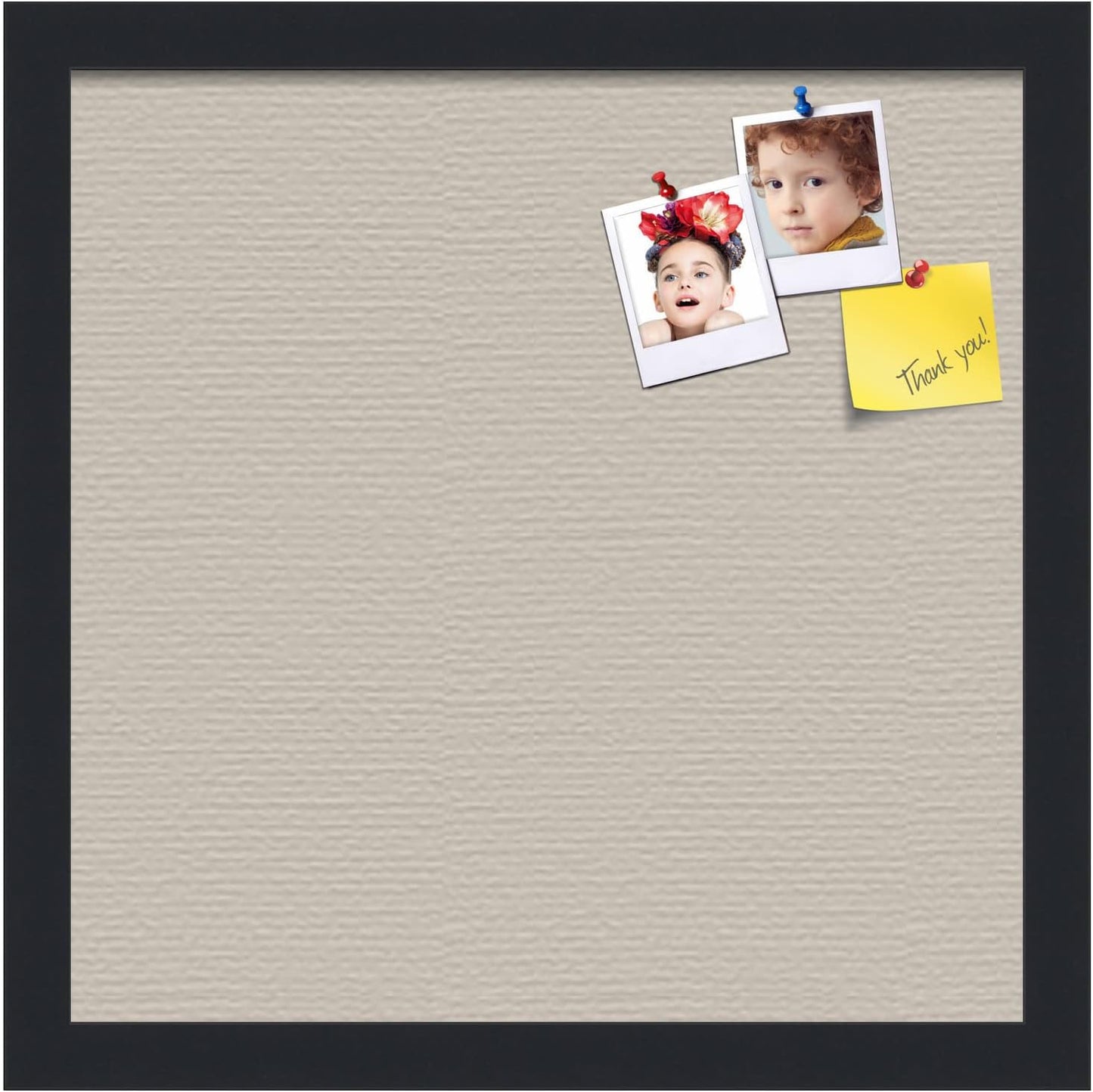 PinPix 14x14 Inch Cork Bulletin Board. This Decorative Framed Pin Board Comes with Desert Pastel Design and a Satin Black Frame. Ideal for Home Office Decor or Message Board (PinPix-1815)