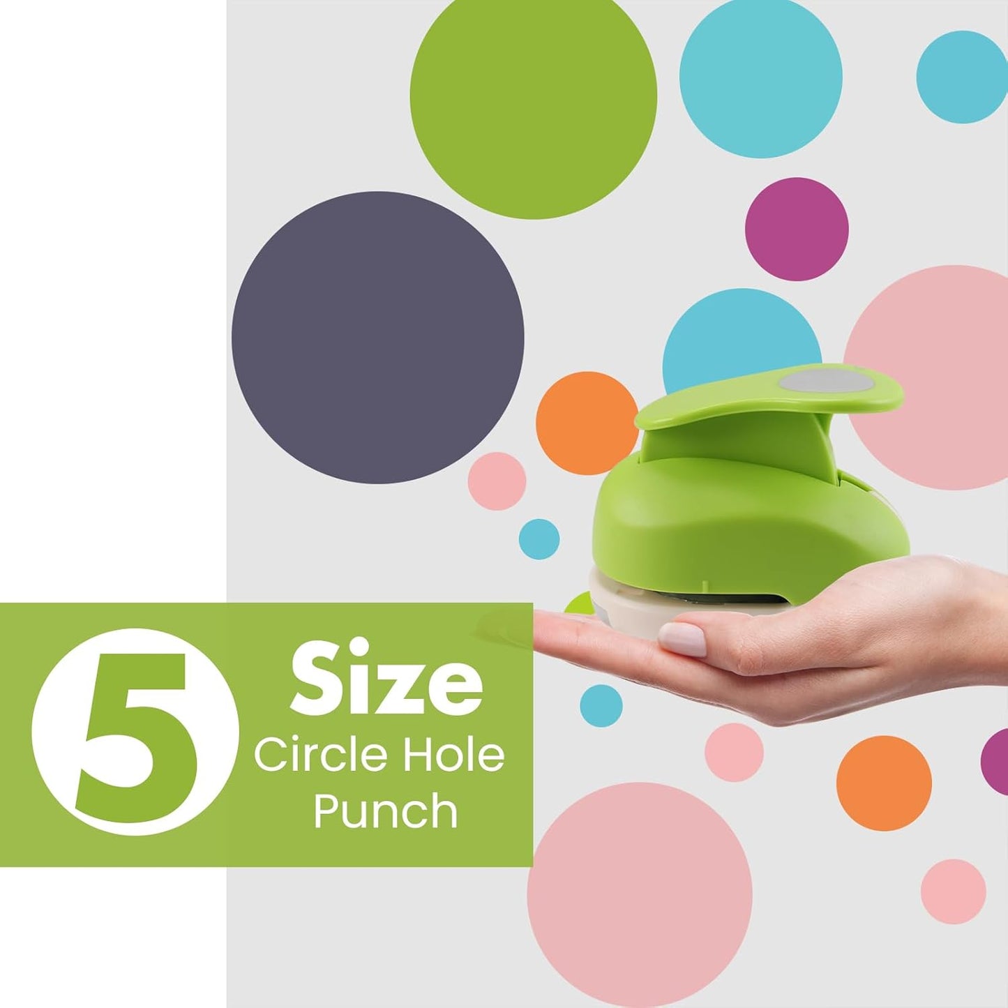 LOONENG 3/8inch, 5/8inch, 1inch, 1.5inch, 2inch Circle Punch Set, 5 Different Size Circle Paper Punch for Scrapbooking, Card Making, DIY Photo Albums, Gift Tags, Homemade Confetti