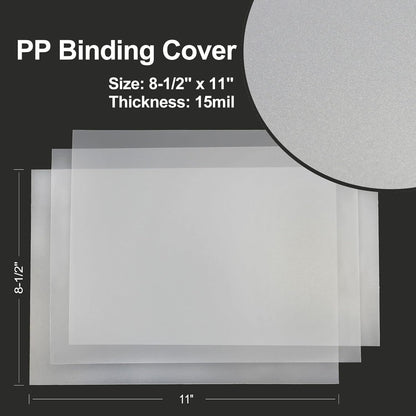 Rayson Frosted Binding Covers - 15 mil Polypropylene (PP) Matte Finish, 8.5" × 11", Durable Un-Punched Plastic Binding Covers, 50/Pack (PP450MT)